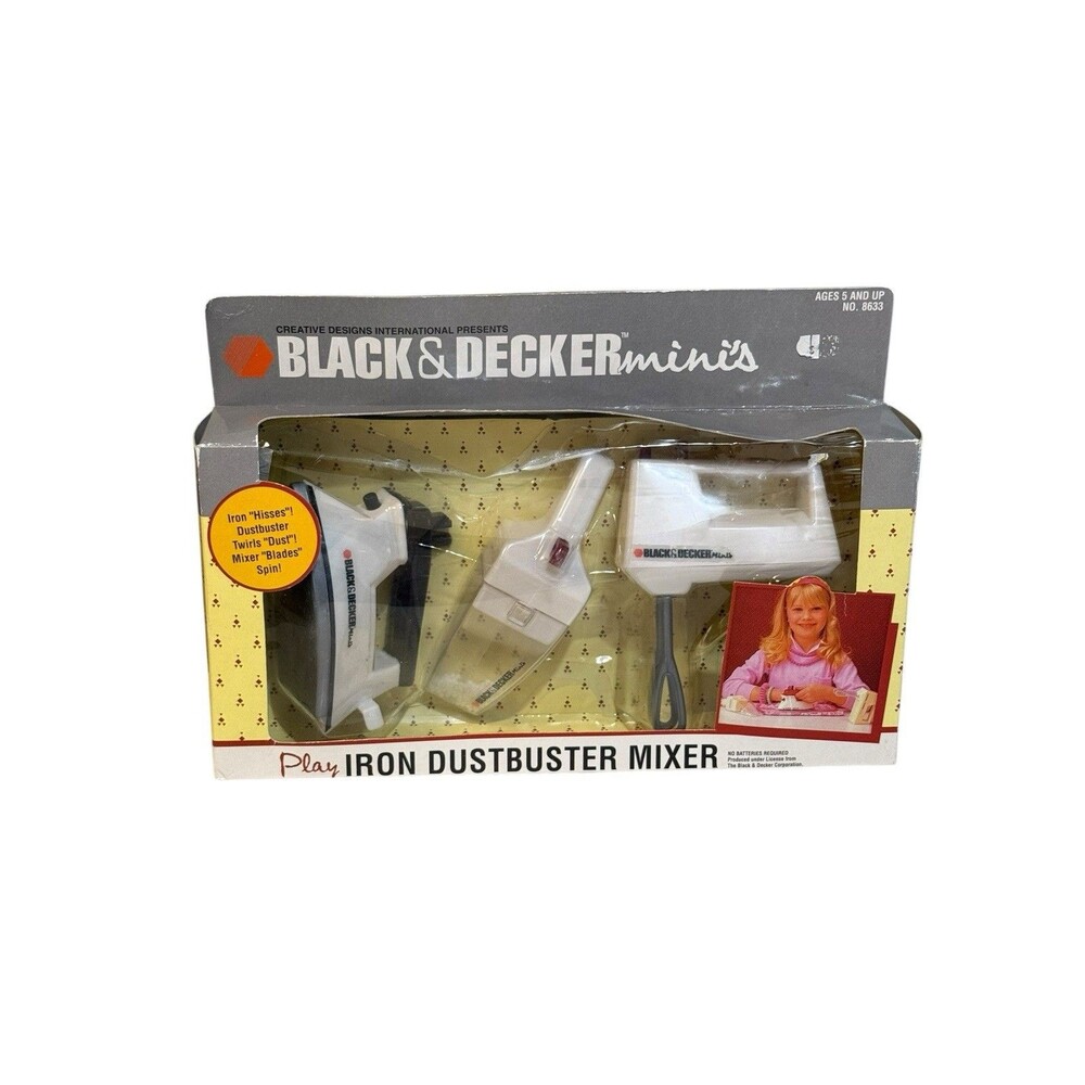 Vintage Black & Decker Play Iron Dustbuster Mix Set NIB RARE Kids Toy